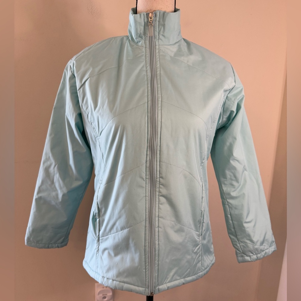 E-Nigi light mint blue green zip up lightweight jacket SZ M